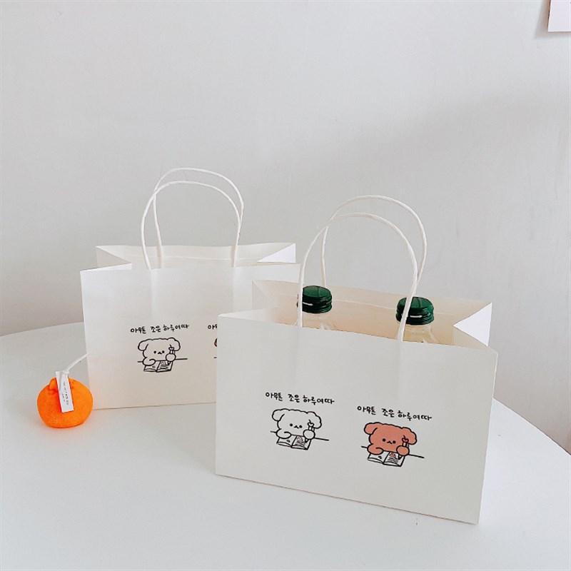 ins风可爱云朵小狗卡通小号手提纸袋韩国礼品袋北欧风白色包装袋