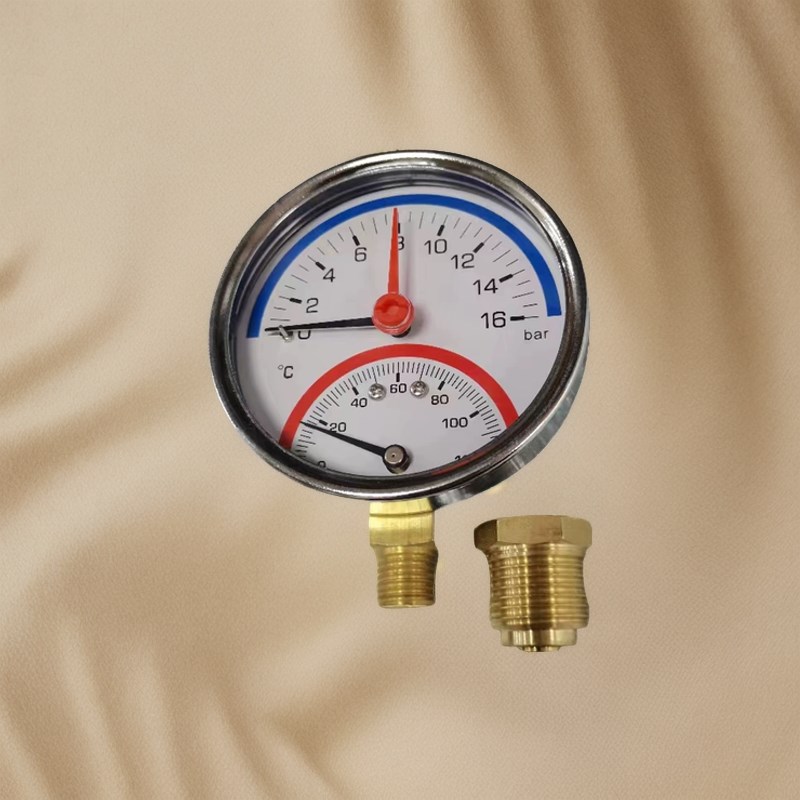 地暖压力表分水器空调暖通管道温度压力暖气温压一体表压力表