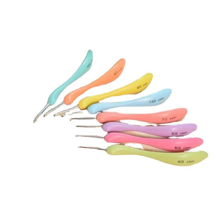 钩针琥珀黄色树脂手柄不锈钢打磨手工毛线编织工具套装