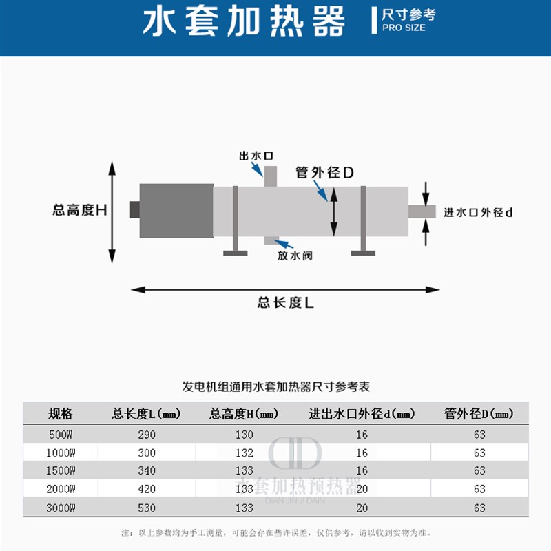 柴油发电机水套加热器防冻预热器自动恒温1000w 1500w 2000w 220v
