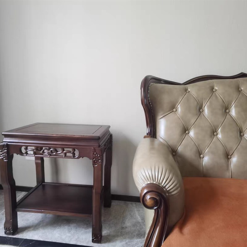 正方形沙发边几实木角几客厅茶几边桌中式简约边柜盆景架奇石架子