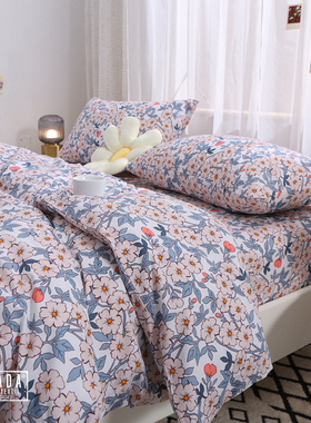 红色 秋冬被套单件100全棉被罩学生150x200x230双人田园文艺