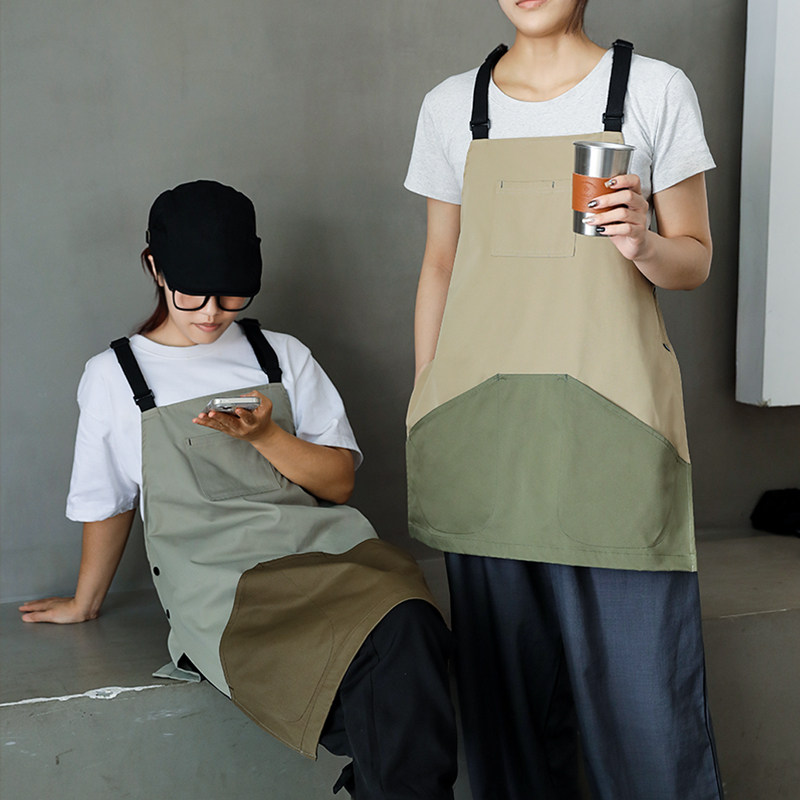 马甲式厨房围裙高级感年轻款防水B防油时尚服务员女商用定制工作