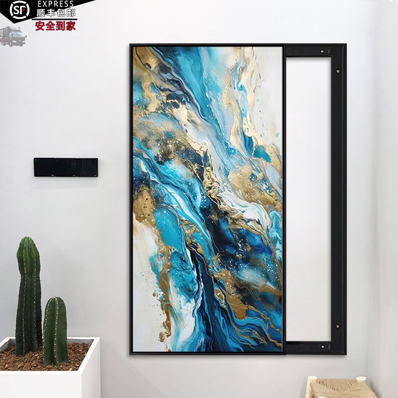 定制推拉门式挂画抽m象艺术图案装饰画电箱盒子电信箱遮挡推拉画