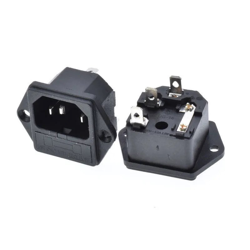 品字C14插座 AC-04 DB-14-F1电源插座二合一带保险管 VDE UL认证