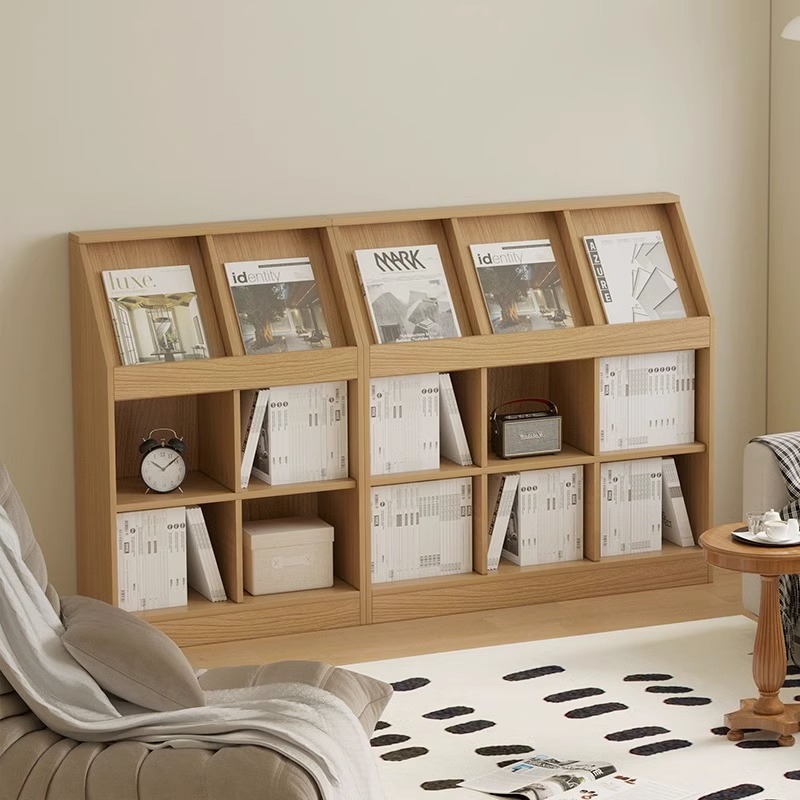 书架绘本架杂志收纳架子展示架实木色去客厅化小矮书柜置物架落地