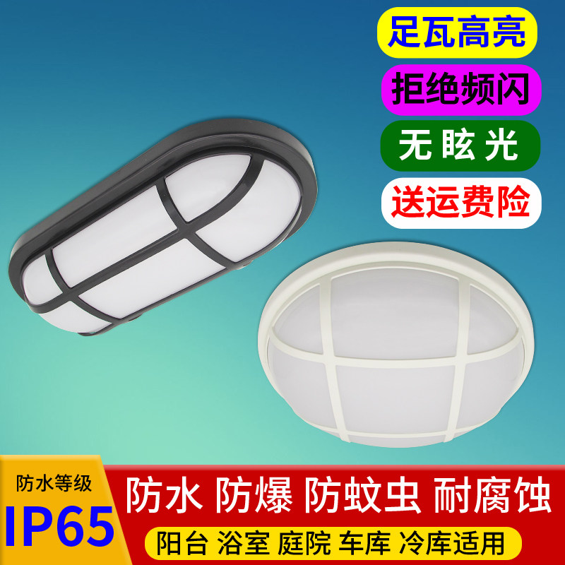 LED吸顶灯长形ip65防水防虫楼道壁灯地下车库浴室门口户外防爆灯