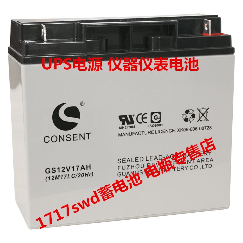 CONSENT蓄电池12V17AH 光盛电池GS12V17AH UPS电源 仪器仪表电瓶