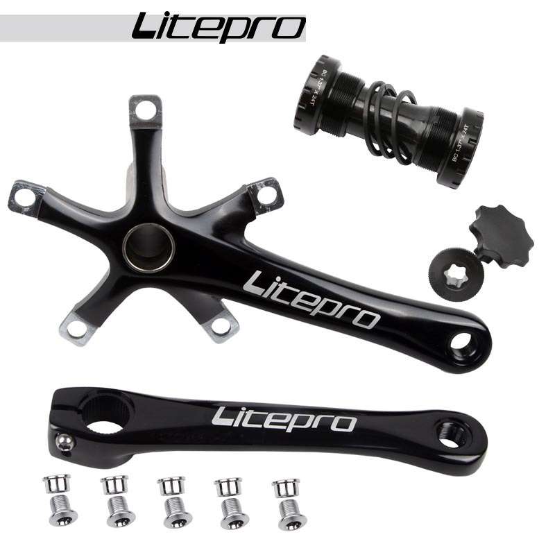 LP折叠自行车一体中空曲柄 牙盘 litepro中空牙盘改装SP8 带中轴