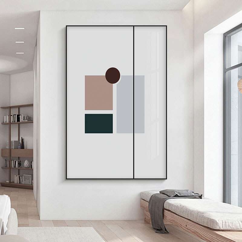 抽象几何简约线条色块装饰画极简新中式茶室挂画样板房名宿版画图片