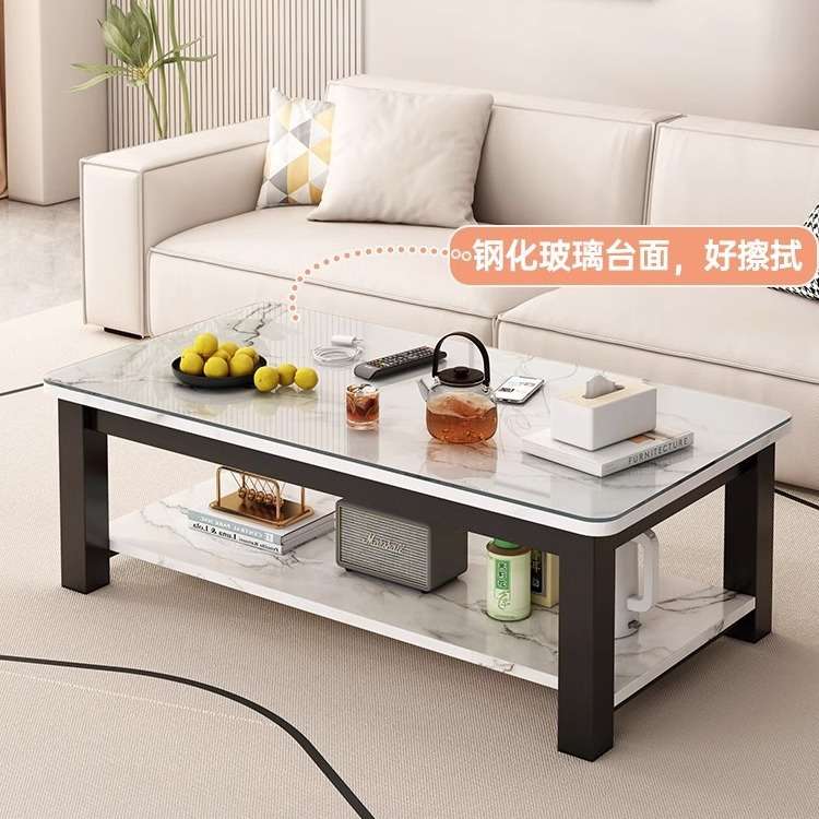 茶几客厅家用小户型现代简约办公室简易茶桌钢化玻璃方形茶几桌子