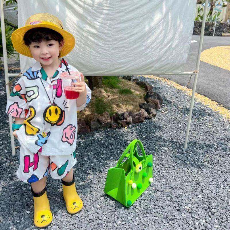 夏男童季装款沙滩薄款两roEvMCS6件套套儿童夏新装衬衫男孩五分裤