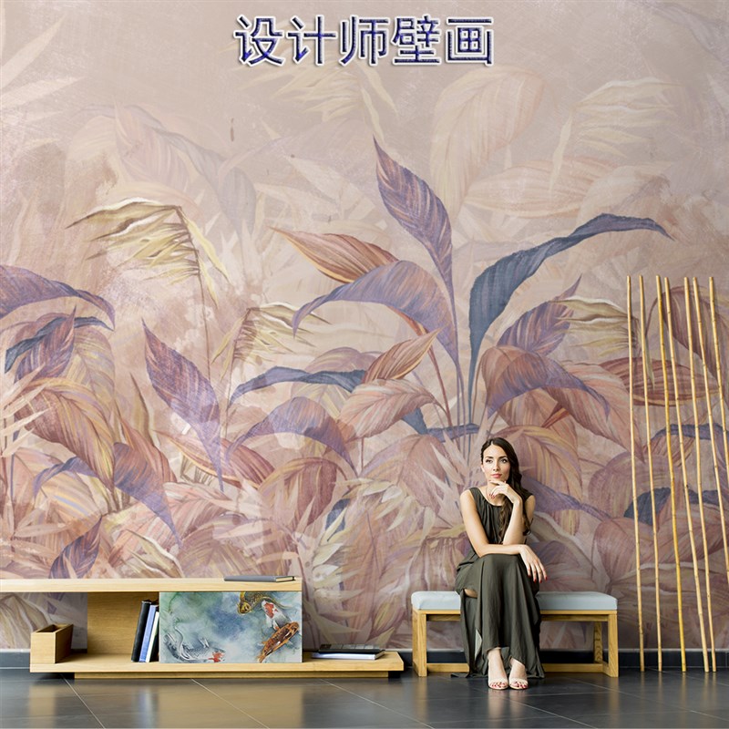 东南亚热带壁纸电视背景q墙纸植物墙布客厅高级感背景壁布装饰壁