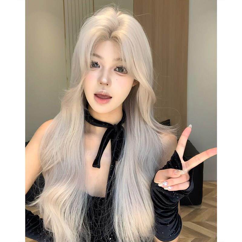 束朵假发女手钩前蕾丝中分长卷发lBolita修脸网红风自然气质全头