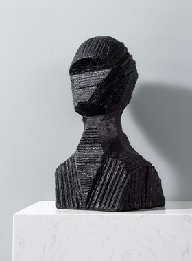 现代简约黑色抽象人物雕塑艺术品客厅电视柜橱窗家居软装饰品摆件