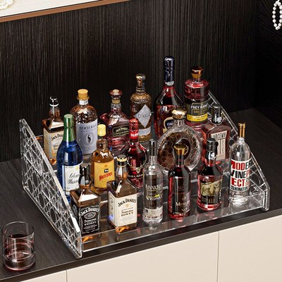 阶梯式小酒架多层酒柜收纳置物架亚克力桌面吧台迷你洋酒瓶收藏架