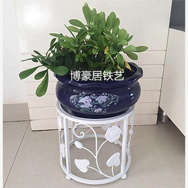 客厅落地式铁艺花盆鱼缸地面矮花凳子架单层单花架个带移轮iMUJcn