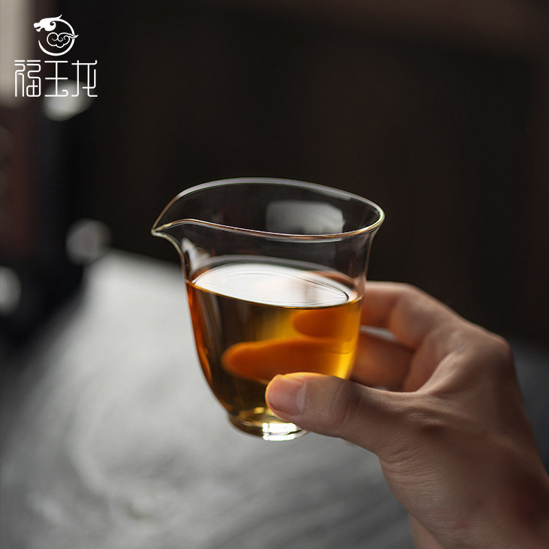 福玉龙树叶玻璃公道杯高硼硅耐热A小号容量高档分茶器茶海功夫茶图片