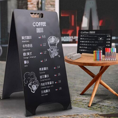 立式A型落地支架双面黑板咖啡奶茶E店饭厅酒馆菜单表宣传广告商用