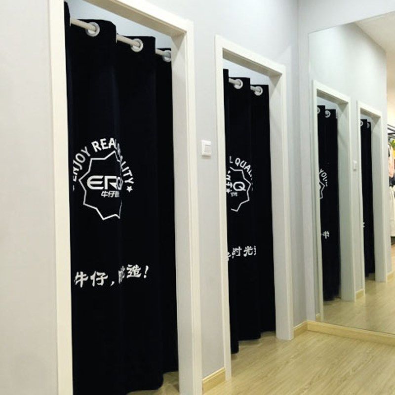 服装店试衣间更衣间门帘定制服装店C帆布门帘半帘定制log免打孔