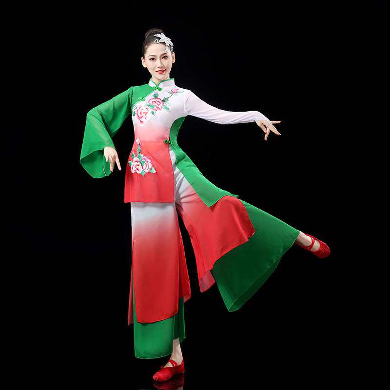 秧歌服女2023新款演出服中老年中国风民族广场舞扇子舞套装表演服