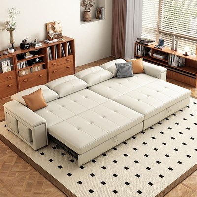 多功能小户型客厅沙发床折叠两用贵妃留宿伸缩抽拉可以当床网红款