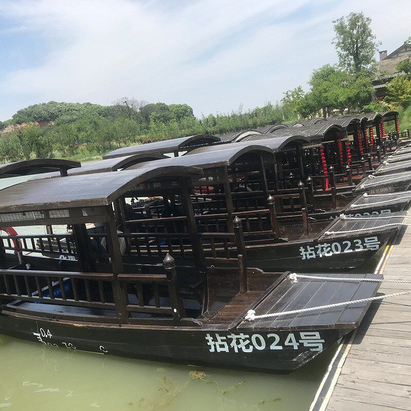 定制木船拈花船小型水上餐饮船景区欧式画舫电动船观光旅游