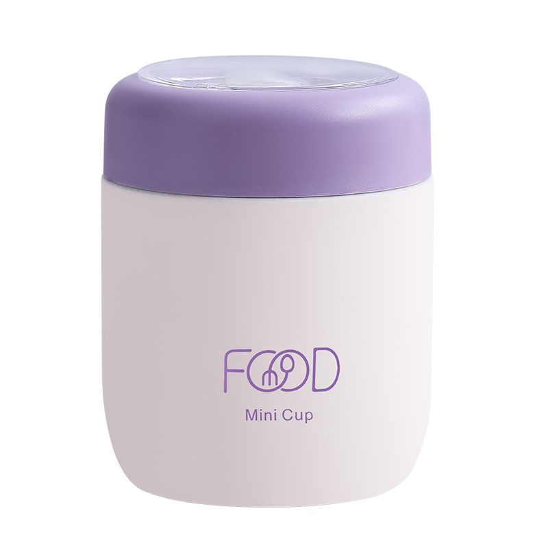 上班族早餐杯带盖勺便携粥杯豆浆杯外带304燕麦杯子办公室保温杯B