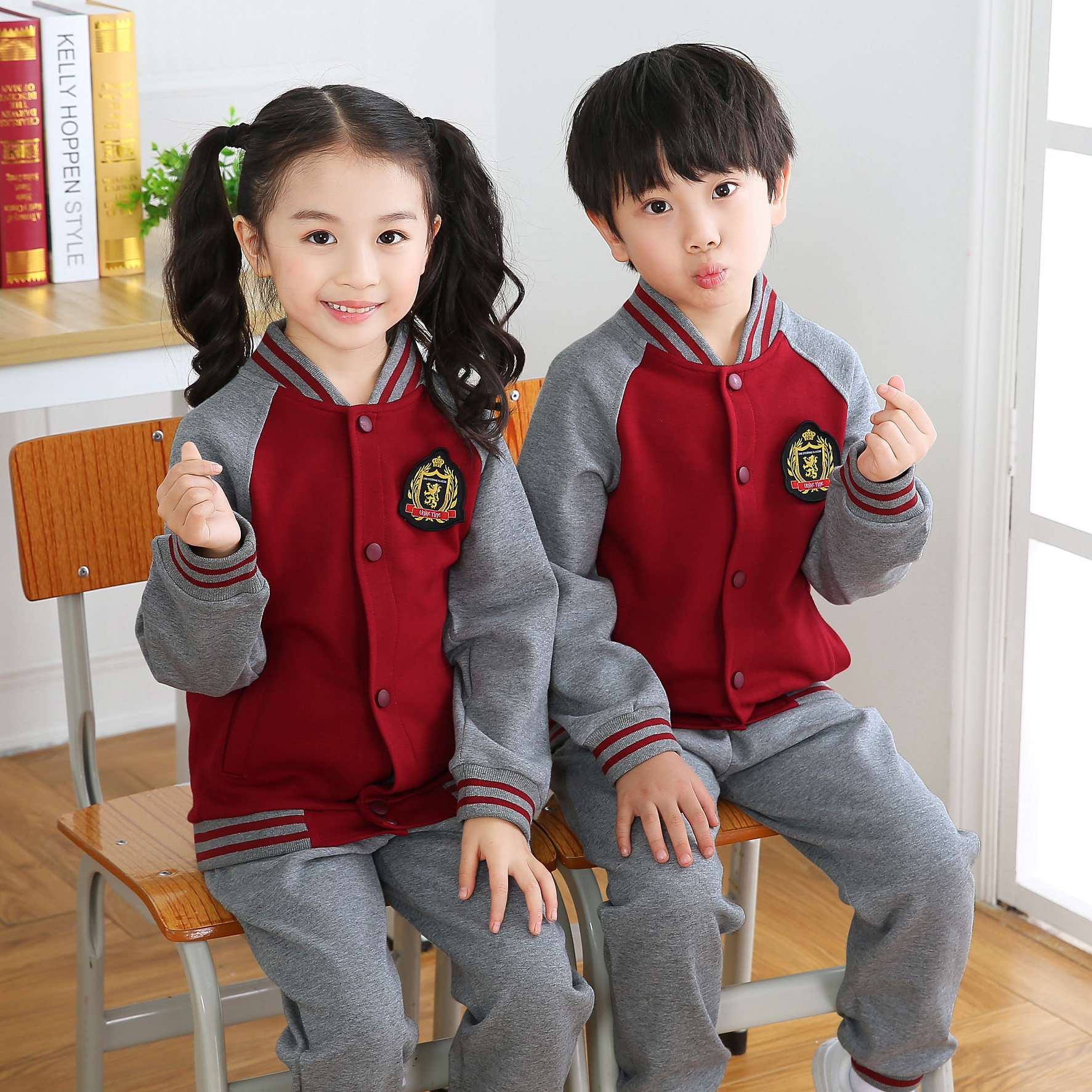 幼儿园园服春秋装儿童红色棒球服运动新款定制小学生校服套装
