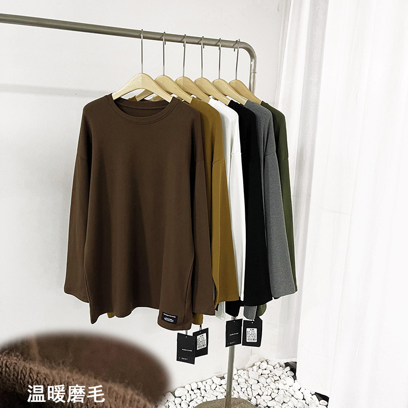 元熙793加绒加厚贴标长袖女秋冬新款宽松显瘦内搭S中长款打底衫T