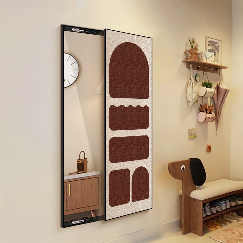 入户推拉式隐形穿衣镜diy毛毡板2025新款全身镜饰品收纳镜子画