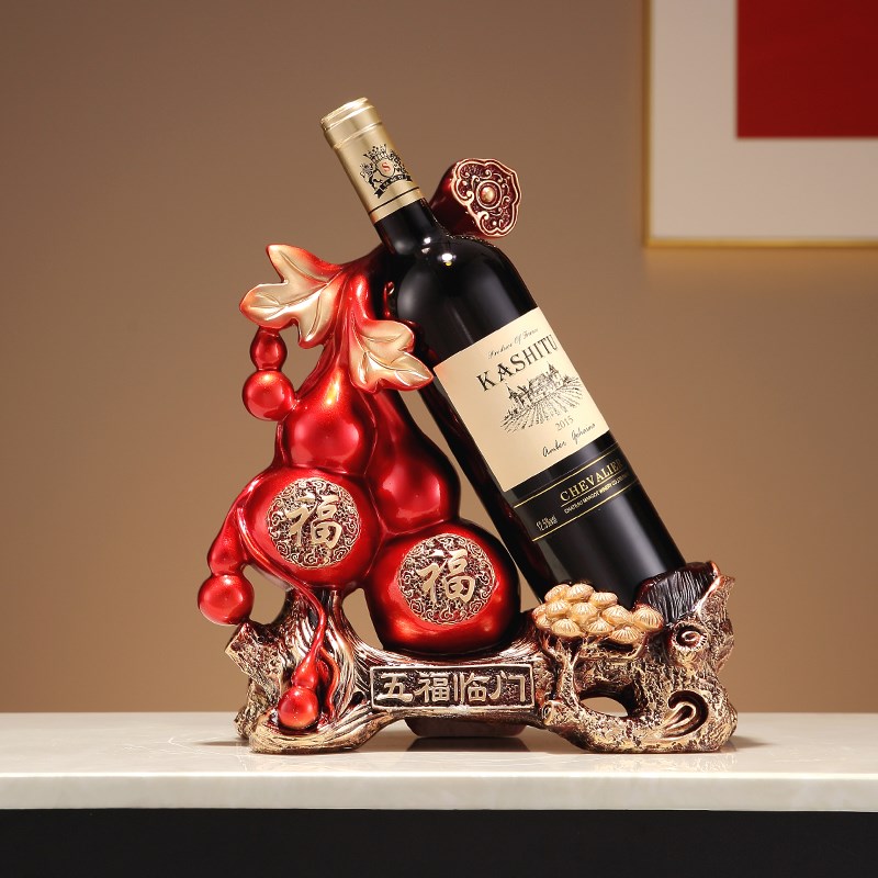 新中式葫芦五福临门红酒酒架家居酒柜摆件客厅玄关装饰品实用礼品