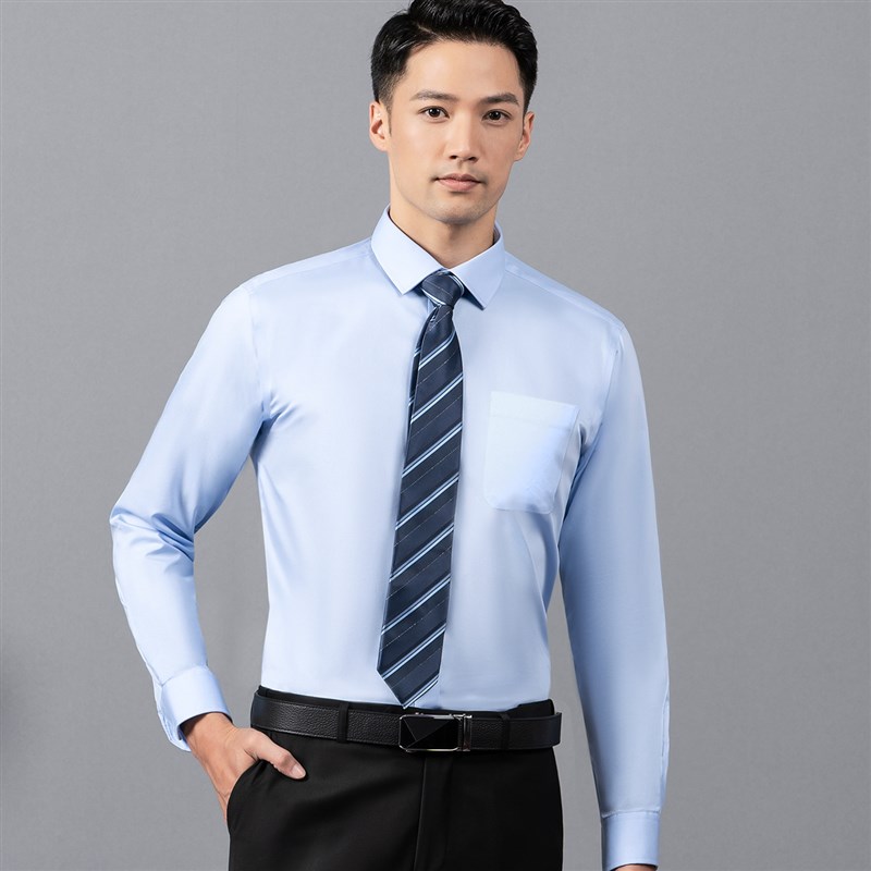 衬衫男商务休闲白衬衫夏季抗皱透气吸汗职业装工作服衬衣男春夏