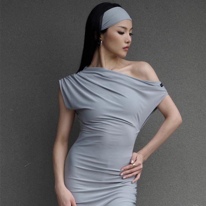 2024新款高端成人女拉丁舞服学生大斜肩紧M身长裤高级版练功服套