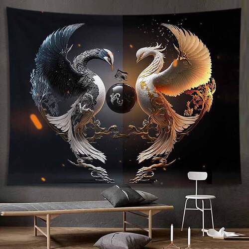 中式太极挂布背景布小众级房间感墙布卧高室床头背画景墙装饰Xopv