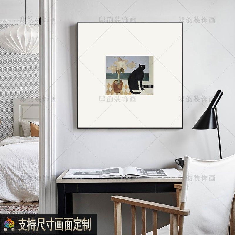 正方形现代抽象卧室装饰r画样板间餐厅饭厅墙壁画家居室内软装挂
