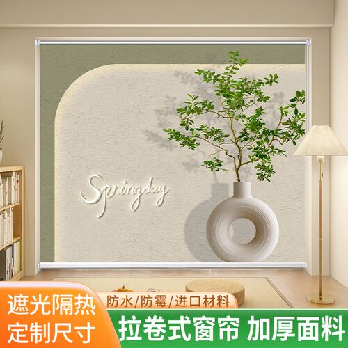 窗帘遮光2024新款卷拉式遮阳帘免打孔卫生间卧室厨房.升降式卷帘