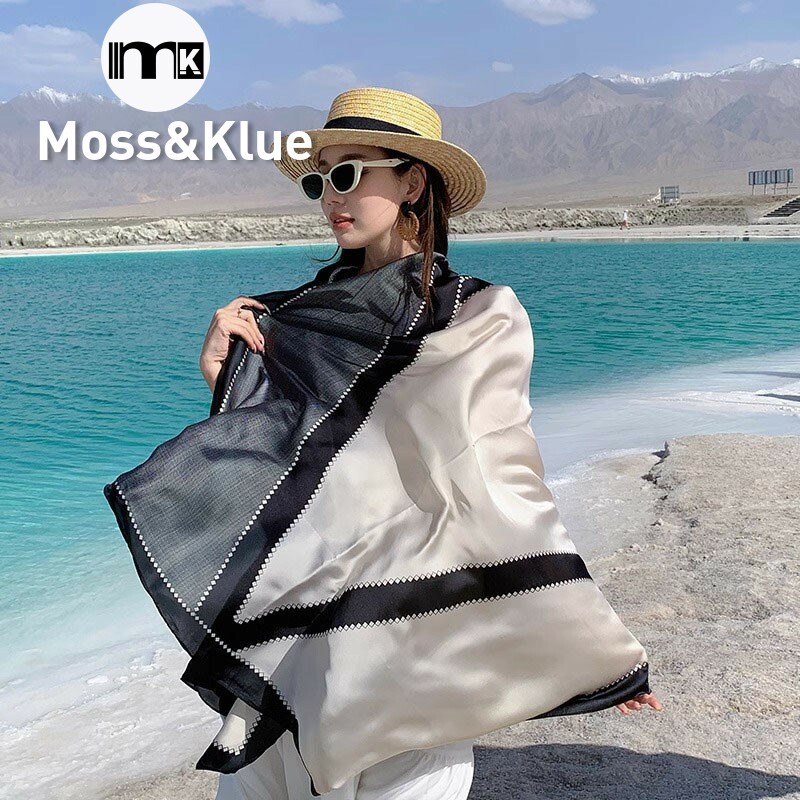 Moss Klue丝m巾女百搭夏季海边沙滩度假旅游防晒大披肩薄款大纱巾