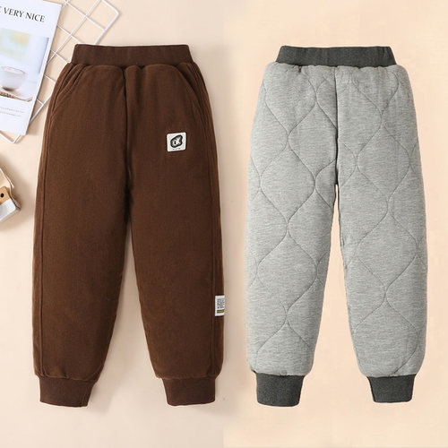 儿童灯芯绒三层夹棉超厚棉裤