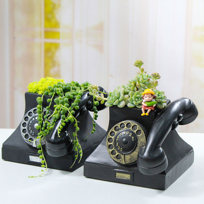 多肉创意花盆放客厅小盆栽礼物复古老式电话机摆件老物件2021新款