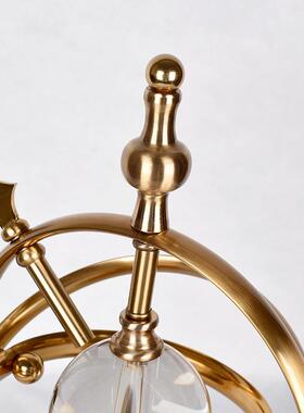 北欧轻奢家居饰品摆件水晶地球仪电镀拉丝防锈防潮客厅铁艺摆件