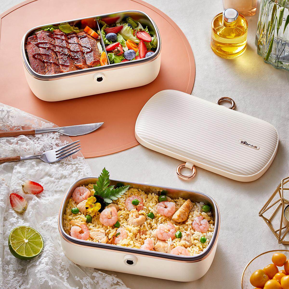 小熊DFH-P09E5加热饭盒0.9L保温饭盒自热 免注水蒸煮电热饭盒便携