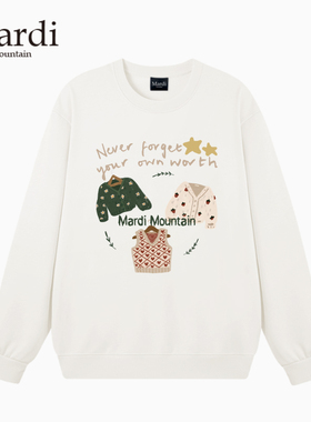 官方旗舰店Mardi Mountain韩国正品2025秋冬款印花套头圆领女卫衣