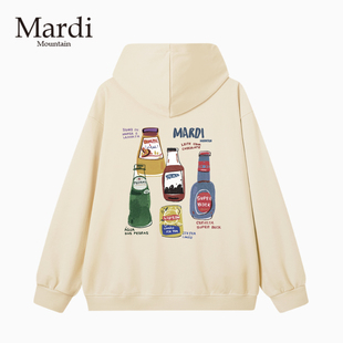 官方旗舰店Mardi Mountain韩国正品秋冬款印花套头长袖女连帽卫衣
