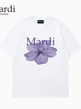 官方旗舰店 Mardi Mountain韩国正品2025夏新款黑白纯棉短袖女t恤