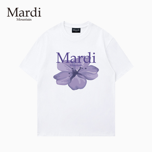 官方旗舰店 Mardi Mountain韩国正品2026春新款黑白纯棉短袖女t恤