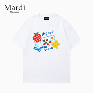 黑白纯棉短袖 官方旗舰店 2026春新款 Mountain韩国正品 女t恤 Mardi