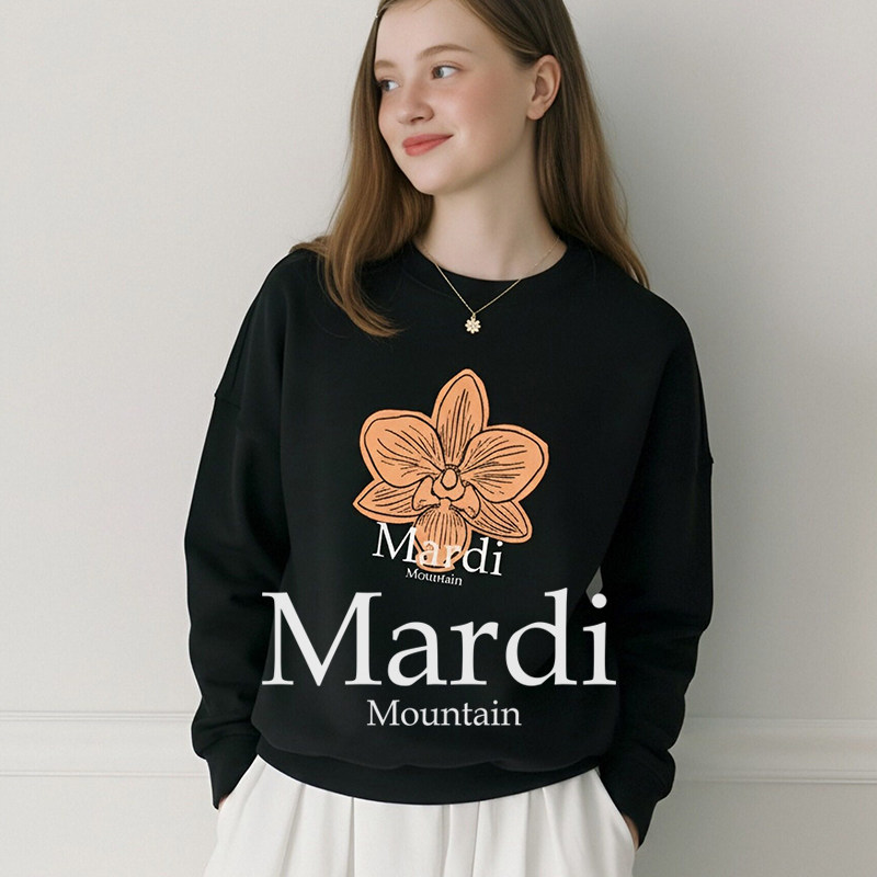 官方旗舰店Mardi Mountain韩国正品2026春款印花套头圆领女卫衣