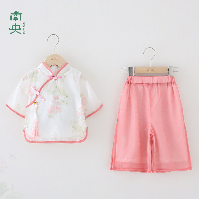 古装女童改良汉服夏款中国风童装儿童唐装短袖套装小女孩演出服装