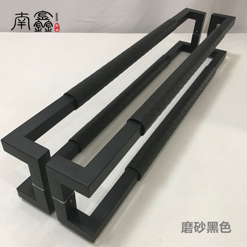 玻璃门拉手不锈钢窄框p门把手黑色推拉门木门把手简约欧式扶手门